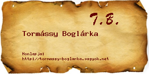 Tormássy Boglárka névjegykártya